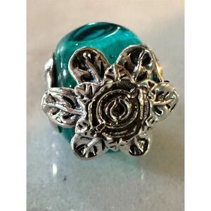 Authentic Pandora Sparkling Flower Green Murano Glass‎ Charm